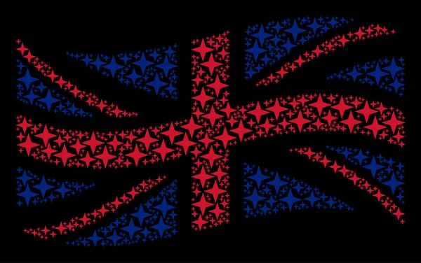 Acenando Bandeira do Reino Unido Mosaic of Space Star Itens —  Vetores de Stock