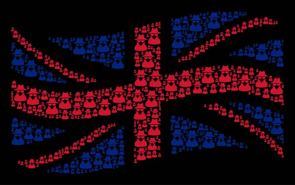 Κυματίζει η βρετανική σημαία μοτίβο των κατασκόπων στοιχείων — Διανυσματικό Αρχείο