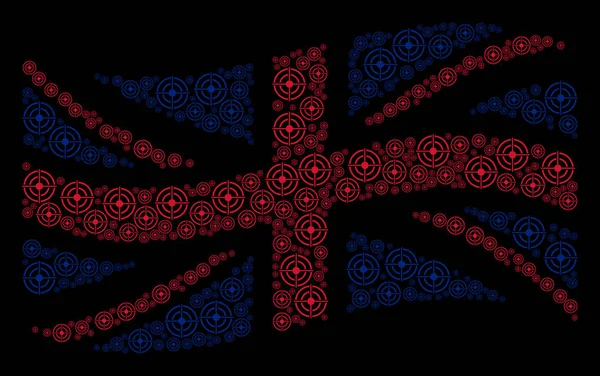 Schwenken britische Flagge Collage von Zielobjekten — Stockvektor