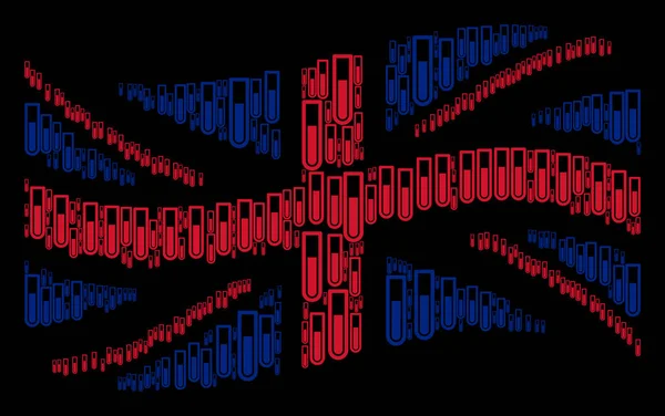 Britse vlag mozaïek van reageerbuis Items zwaaien — Stockvector