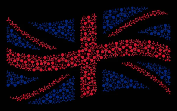 挥舞着英国国旗镶嵌的大规模毁灭性武器神经毒剂化学战项目 — 图库矢量图片