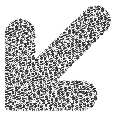 Dolar ve nokta sol kolaj aşağı ok