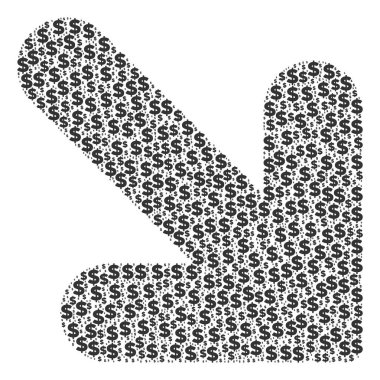 Dolar ve nokta doğru kolaj aşağı ok