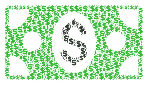 Bankbiljet Collage van Dollar en Dots — Stockvector