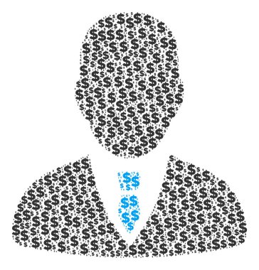 İşadamı kolaj Doları ve noktalar