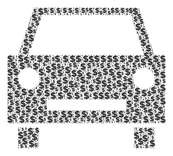美元和点的汽车拼贴画 — 图库矢量图片
