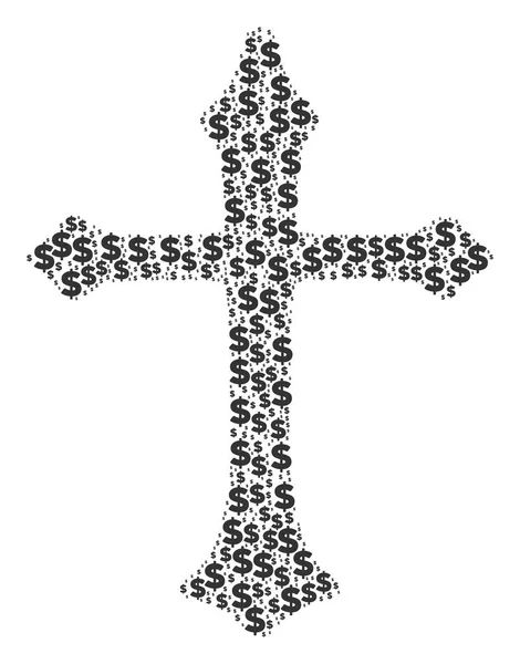 기독교 십자가의 구성 달러 및 점 — 스톡 벡터
