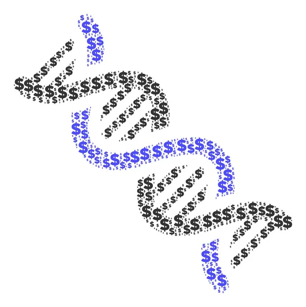 Kolase Spiral DNA Dolar dan Titik - Stok Vektor