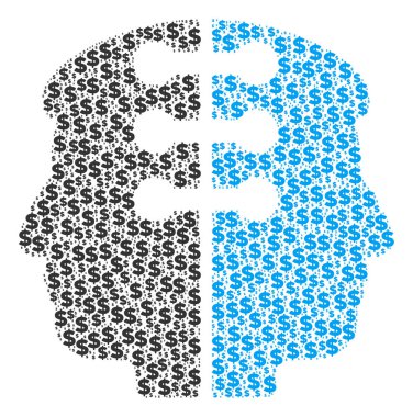 Kolaj dolar ve noktalar bir çift kafa arabirimi