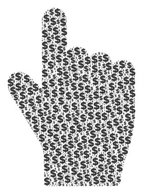 İşaret parmağı kolaj Doları ve noktalar