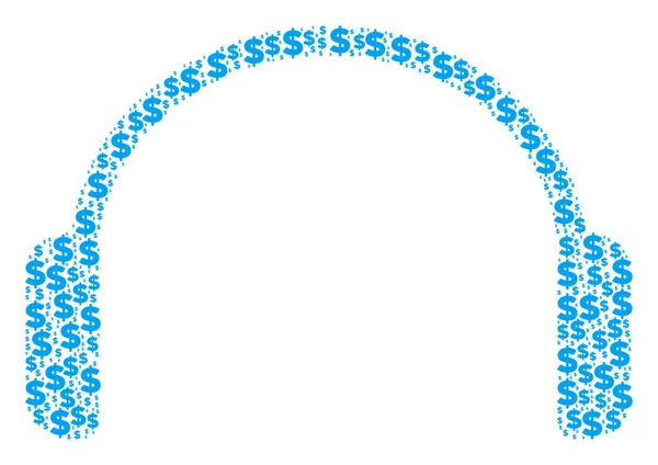Auriculares Composición de dólar y puntos — Vector de stock