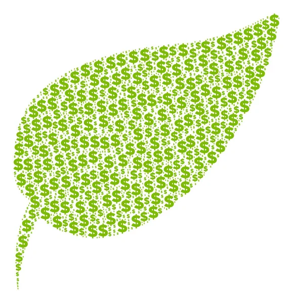 Collage de feuilles de plantes de dollar et de points — Image vectorielle