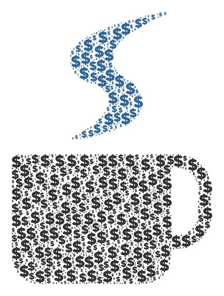 Hot Coffee Cup Composition of Dollar and Dots — Stock Vector