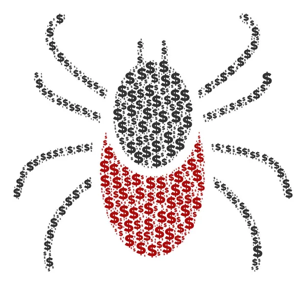 Mite Tick Collage of Dollar and Dots — Stock Vector