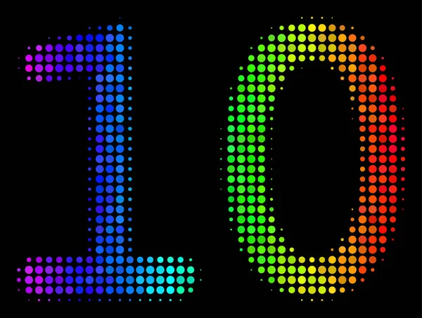 Rainbow Colored Dot Ten Digits and Icon — стоковый вектор