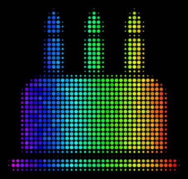 Gökkuşağı renkli piksel doğum günü pasta simgesi