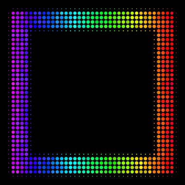 Gökkuşağı renkli nokta kontur kare simgesi