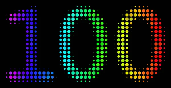 Szivárvány színű szaggatott 100 szöveg ikon — Stock Vector