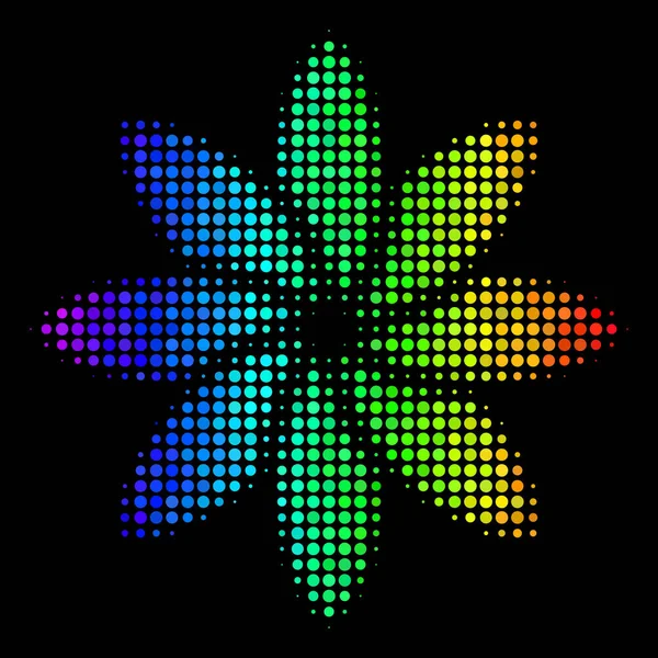 Spektral färgad prick abstrakt blomma ikon — Stock vektor