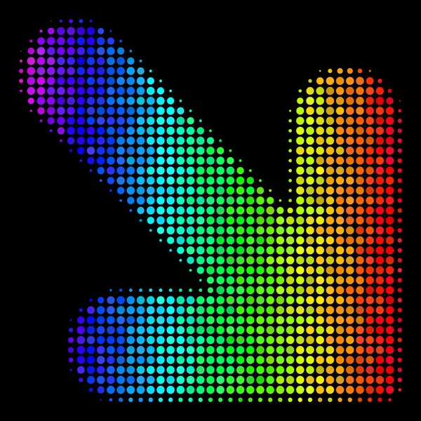 Arco iris color píxel flecha abajo icono derecho — Vector de stock