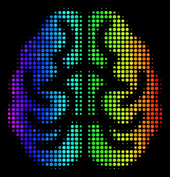 Icono de cerebro de píxel de color arco iris — Vector de stock