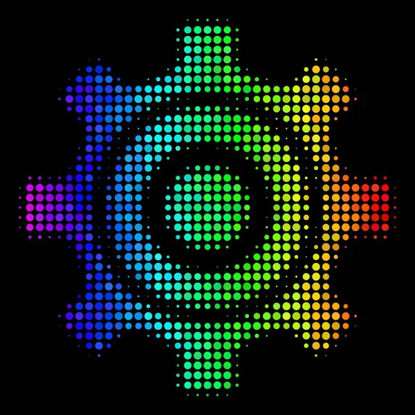 Spektral renkli piksel dişli simgesini — Stok Vektör