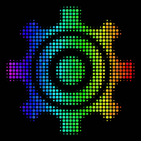 Spectral Colored Pixel Cogwheel Icon — Stock Vector