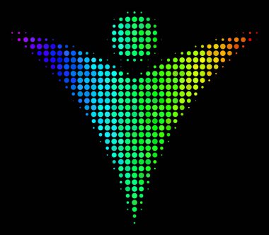 Spektrum noktalı fütüristik adam simgesi