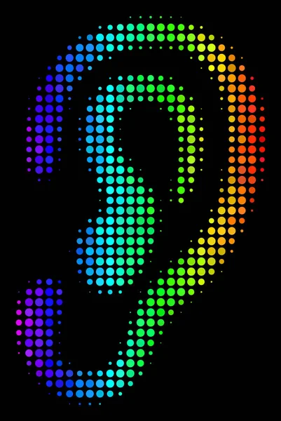 Icono de oído de píxel de color arco iris — Vector de stock