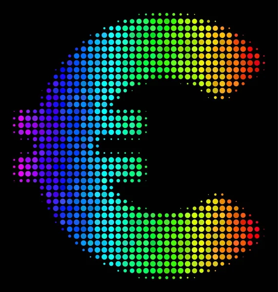 Rainbow Kolorowe Pixel Euro ikona — Wektor stockowy