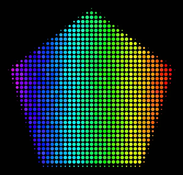 Regenboog gekleurde Pixel gevuld Pentagon pictogram — Stockvector