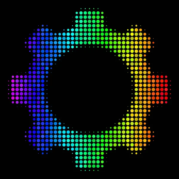 Rainbow Colored Dotted Gear Icon — Stock Vector