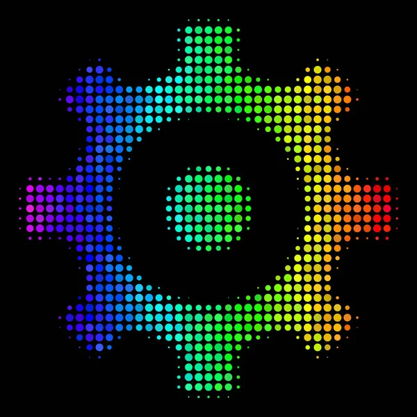 Ícono de engranaje de píxeles de color espectral — Archivo Imágenes Vectoriales