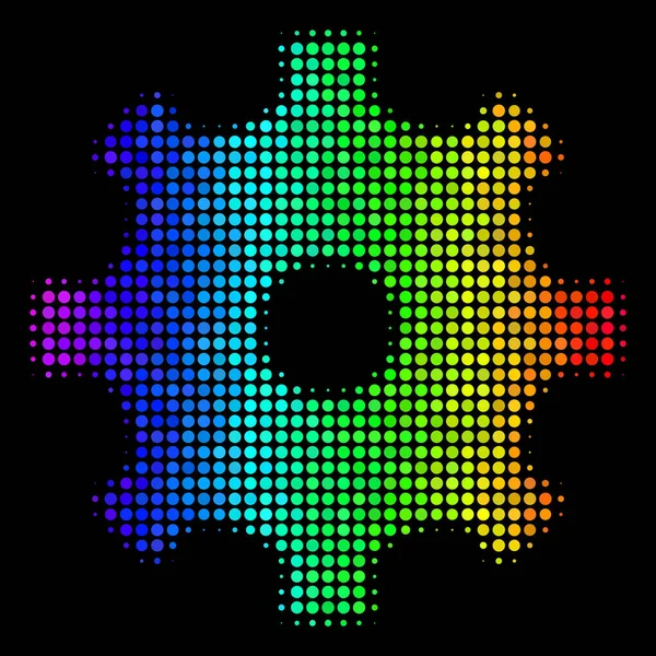 Spektral färgade prickade kugghjulsikonen — Stock vektor