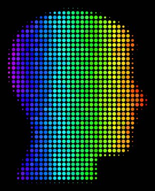 Gökkuşağı renkli nokta adam kafa simgesi profil