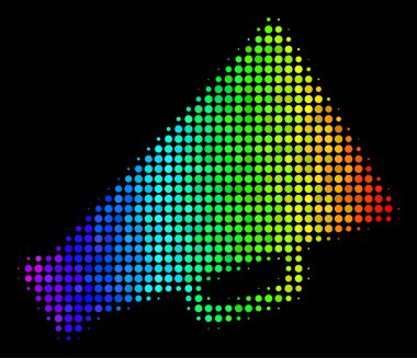 Renkli noktalı megafon simgesi