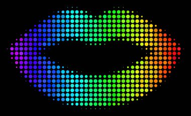 Spektral renkli noktayı seksi dudaklar simgesi