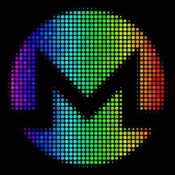 Icono de moneda de Pixel Monero de color arco iris — Vector de stock