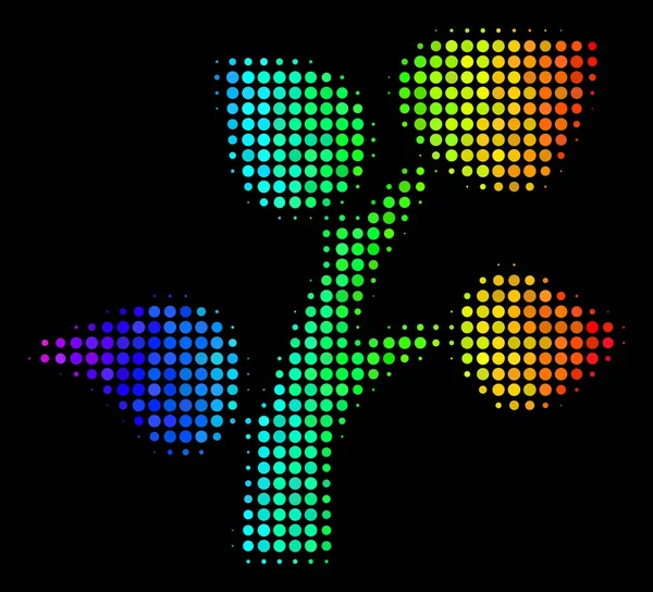 Ícone de árvore de planta de pixel colorido arco-íris —  Vetores de Stock