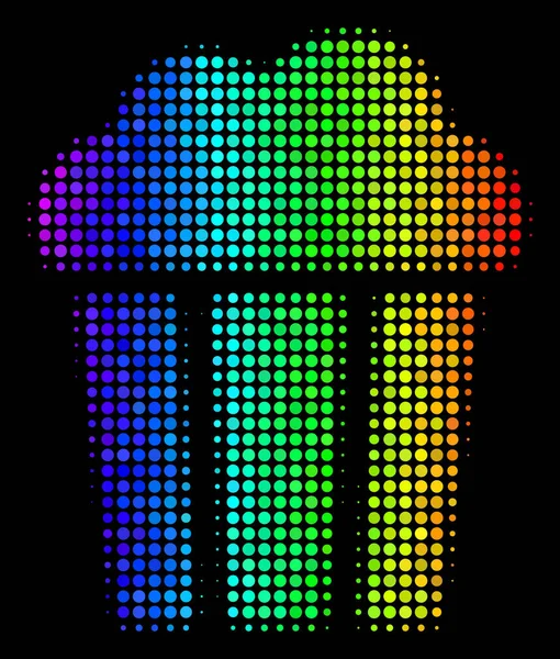 Spektralfarbenes Pixel-Popcorn-Eimer-Symbol — Stockvektor