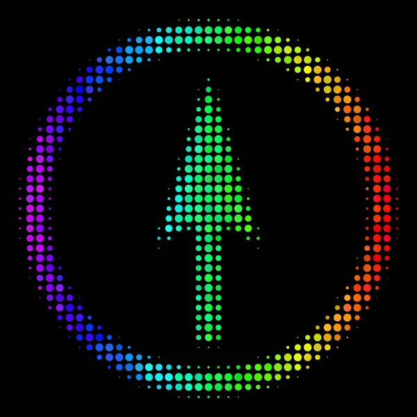 Spectrale gekleurde Pixel scherpe afgeronde pijlpictogram — Stockvector