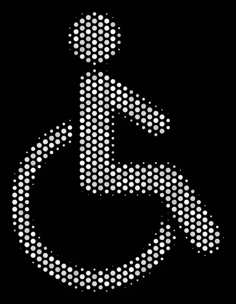 White Halftone Disabled Person Icon — Stock Vector