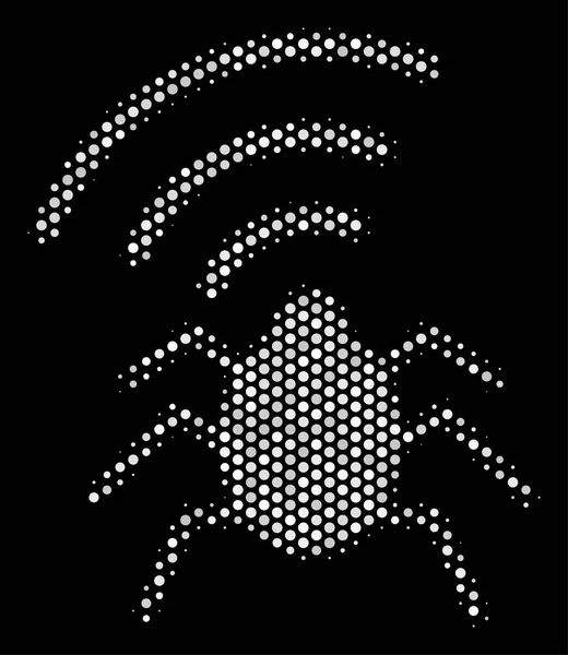 White Pixel Radio Bug Icon — Stock Vector