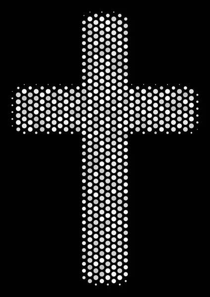 Biały półtonów ikony Religijne Cross — Wektor stockowy