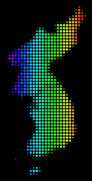 Spektral renkli noktayı Kuzey ve Güney Kore Haritası — Stok Vektör