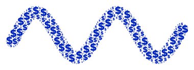 Sinusoid dalga bileşimi dolar ve noktalar