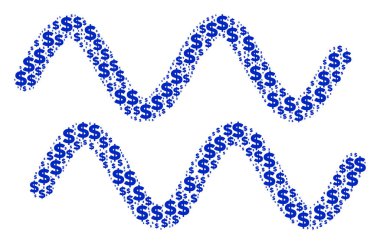 Sinusoid dalgalar kolaj Doları ve noktalar
