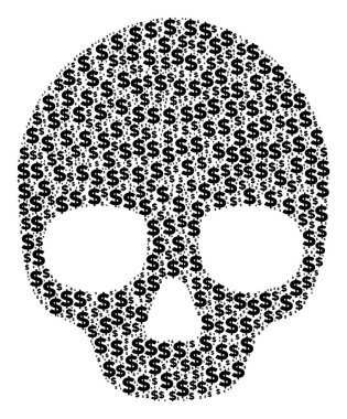 Dolar ve noktalar kafatası kompozisyonu