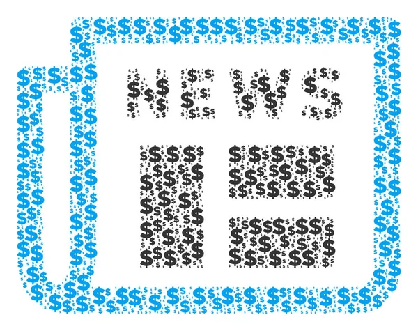 Newspaper Collage of Dollar and Dots — Stock Vector