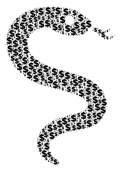 美元和点的蛇拼贴画 — 图库矢量图片